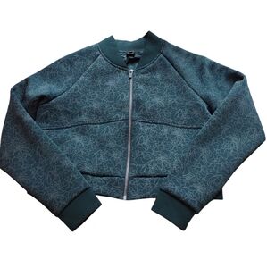 Balance Athletica Small Cropped Floral Green Full Zip Jacket